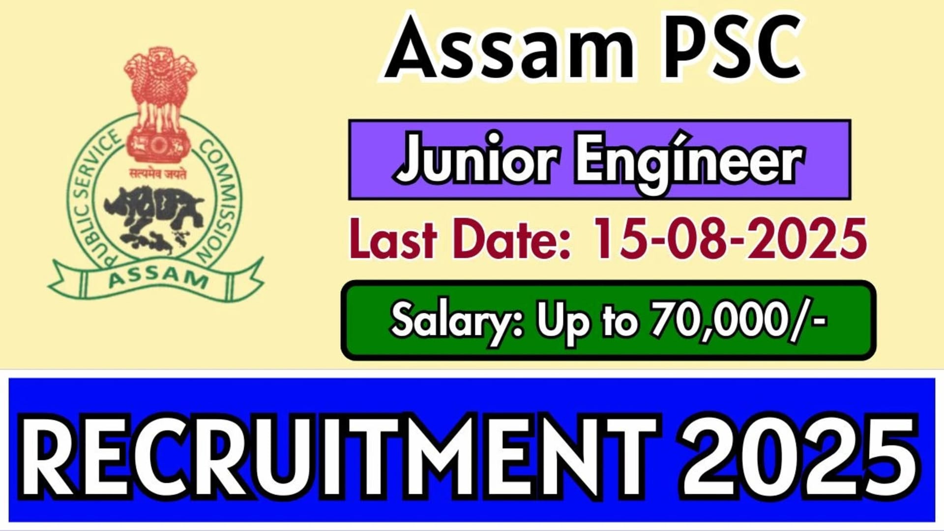 Assam PSC Junior Engineer Job Vacancy 2025 - Apply Online